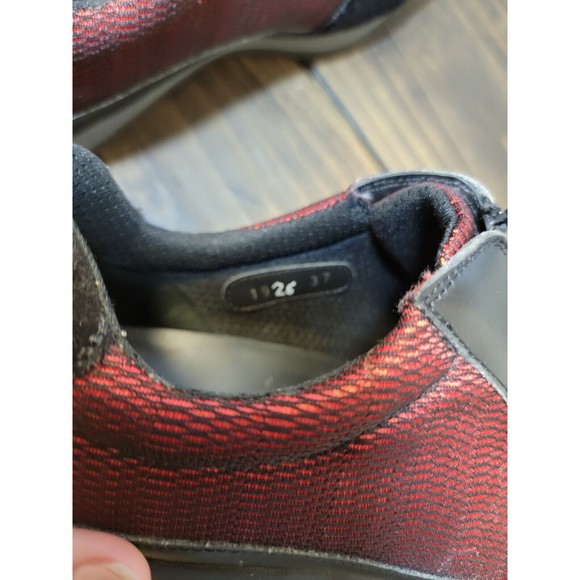 Prada Women Black Suede Red Mesh Sneakers Size 7 (37) Trainers Tennis Shoes - Picture 8 of 11
